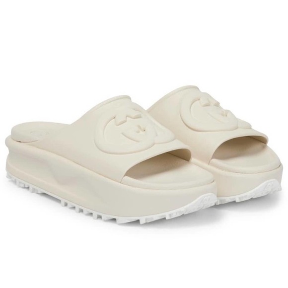 GUCCI Miami GG logo rubber platform slides sandals - Picture 1 of 9